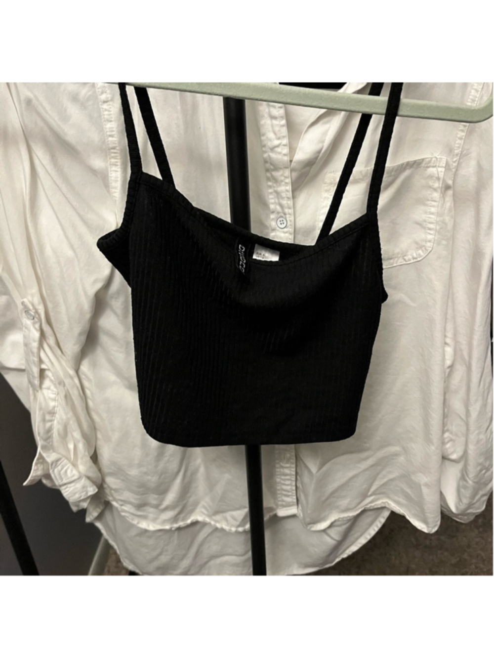 Divided Black Ribbed Crop Top